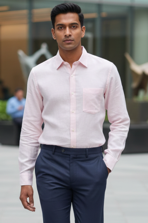 Men Blush Pink Formal Shirt