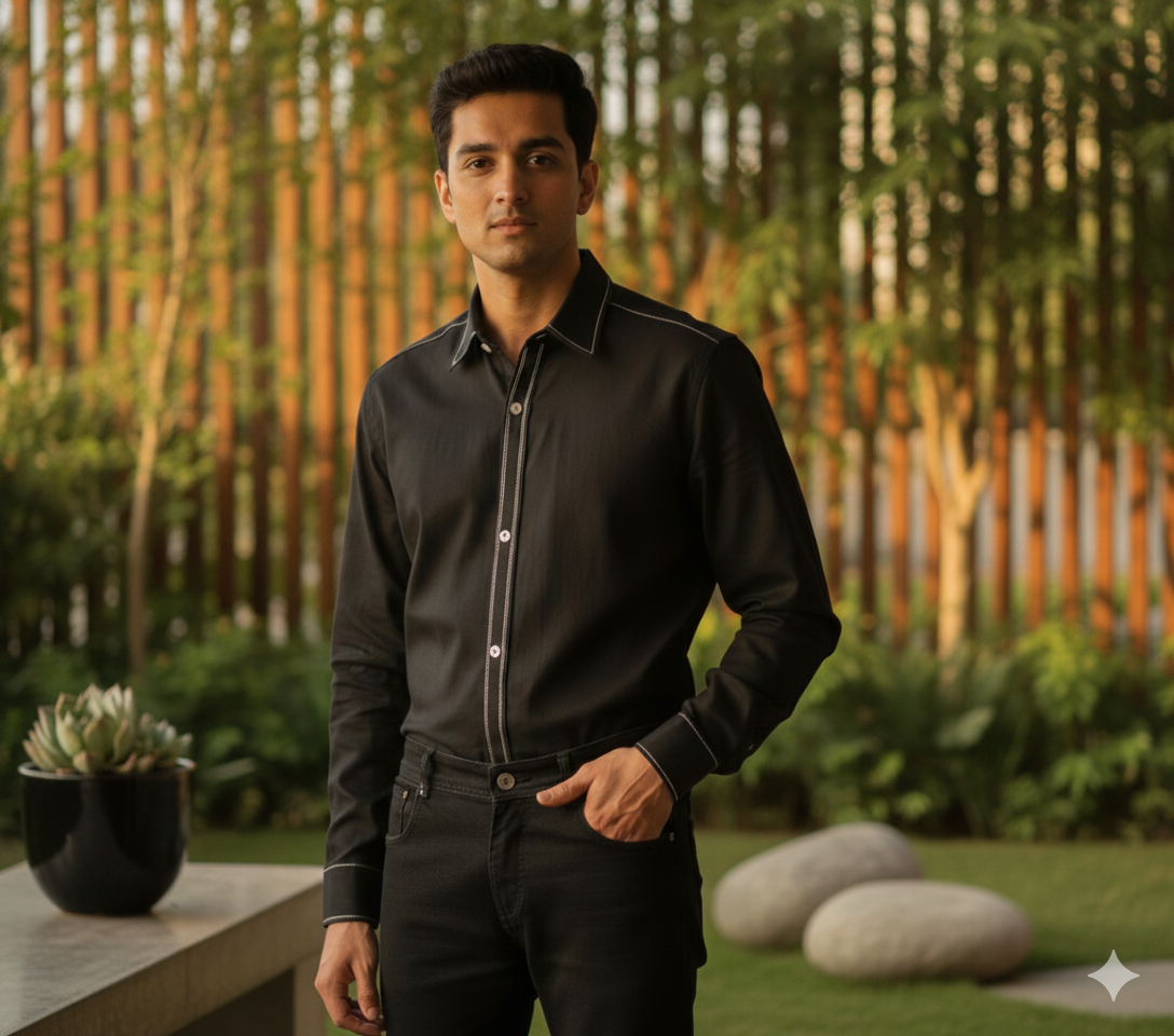 Men Solid Hemp Casual Shirt