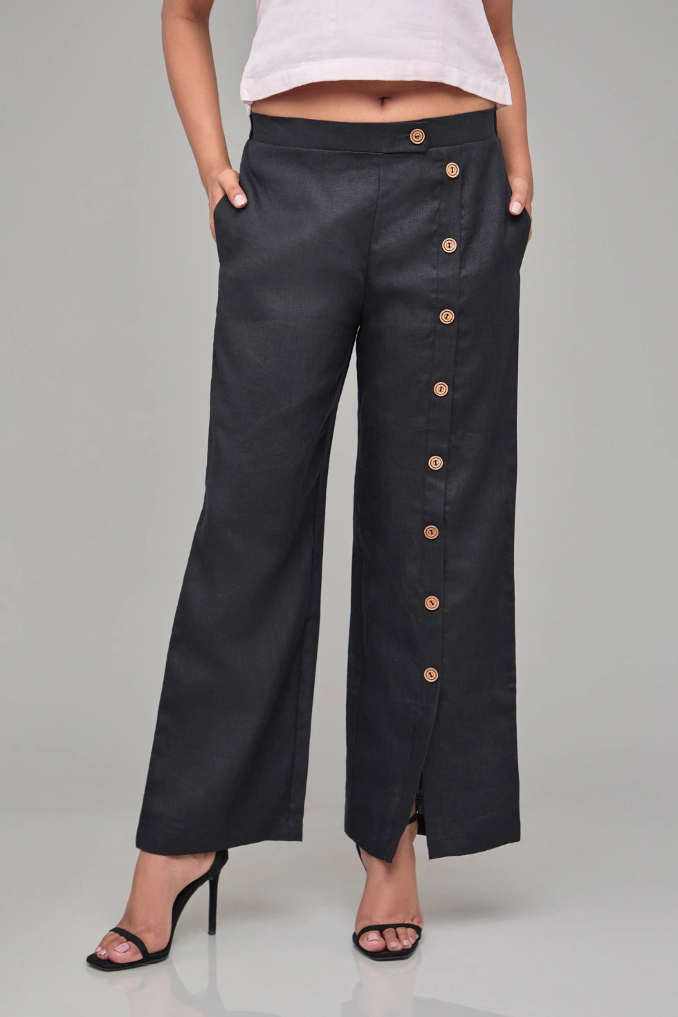 Hemp Black Button Up Pants