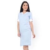 Hemp V Neck Dress Blue