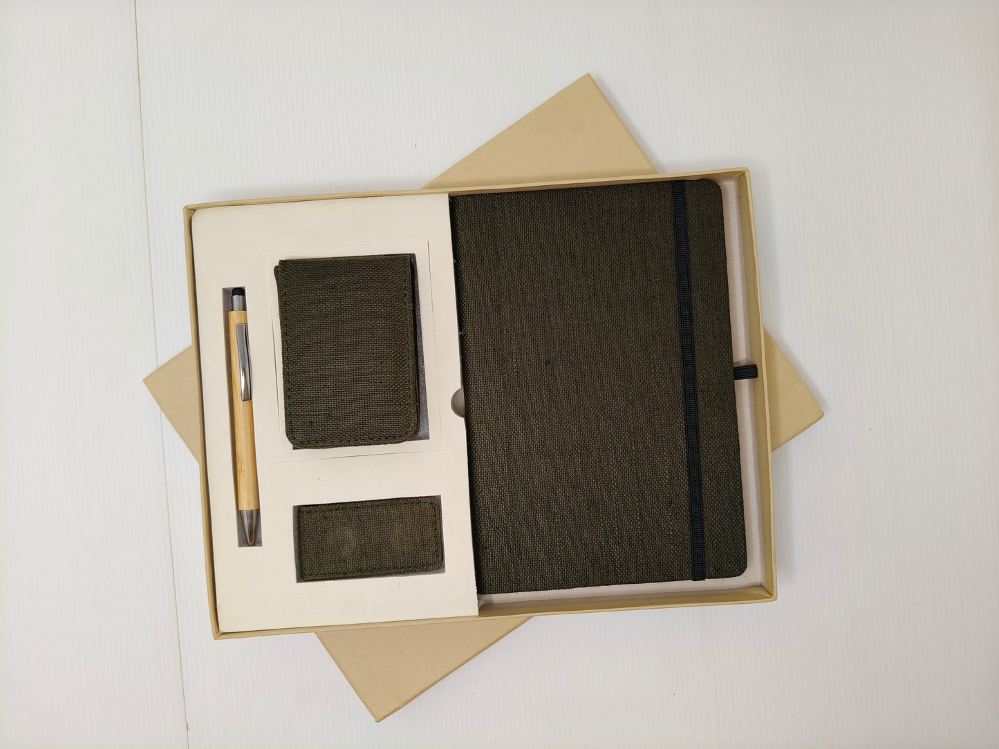 Diary with Elastic, Pen, Vertical Card Holder, Money Clip