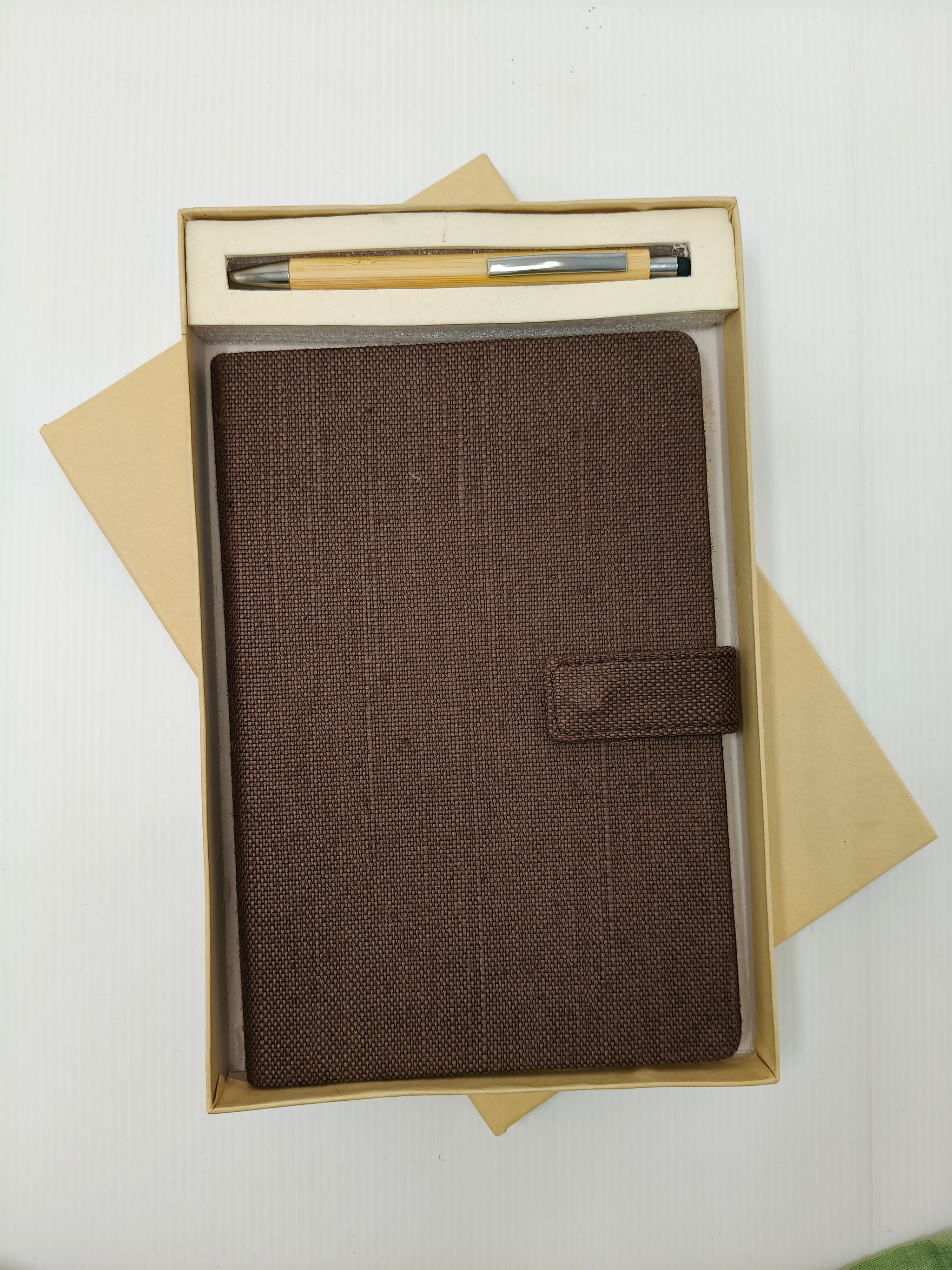 Pen and Diary with Button Flap Closure