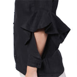 The Label GAIA Hemp Black Asymmetric Ruffled Sleeves Shirt