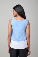 Hemp And Bamboo Contrast Sleeveless Flower Top