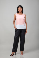 Hemp And Bamboo Contrast Sleeveless Flower Top