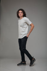 Men' Hemp T-Kurta with Linear Edge Pocket