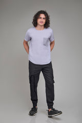 Men' Hemp T-Kurta with Geometric Anchor Stitch Pocket