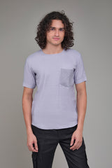 Men' Hemp T-Kurta with Geometric Anchor Stitch Pocket