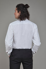 Classic White Men Solid  Formal Shirt Hemp Bamboo