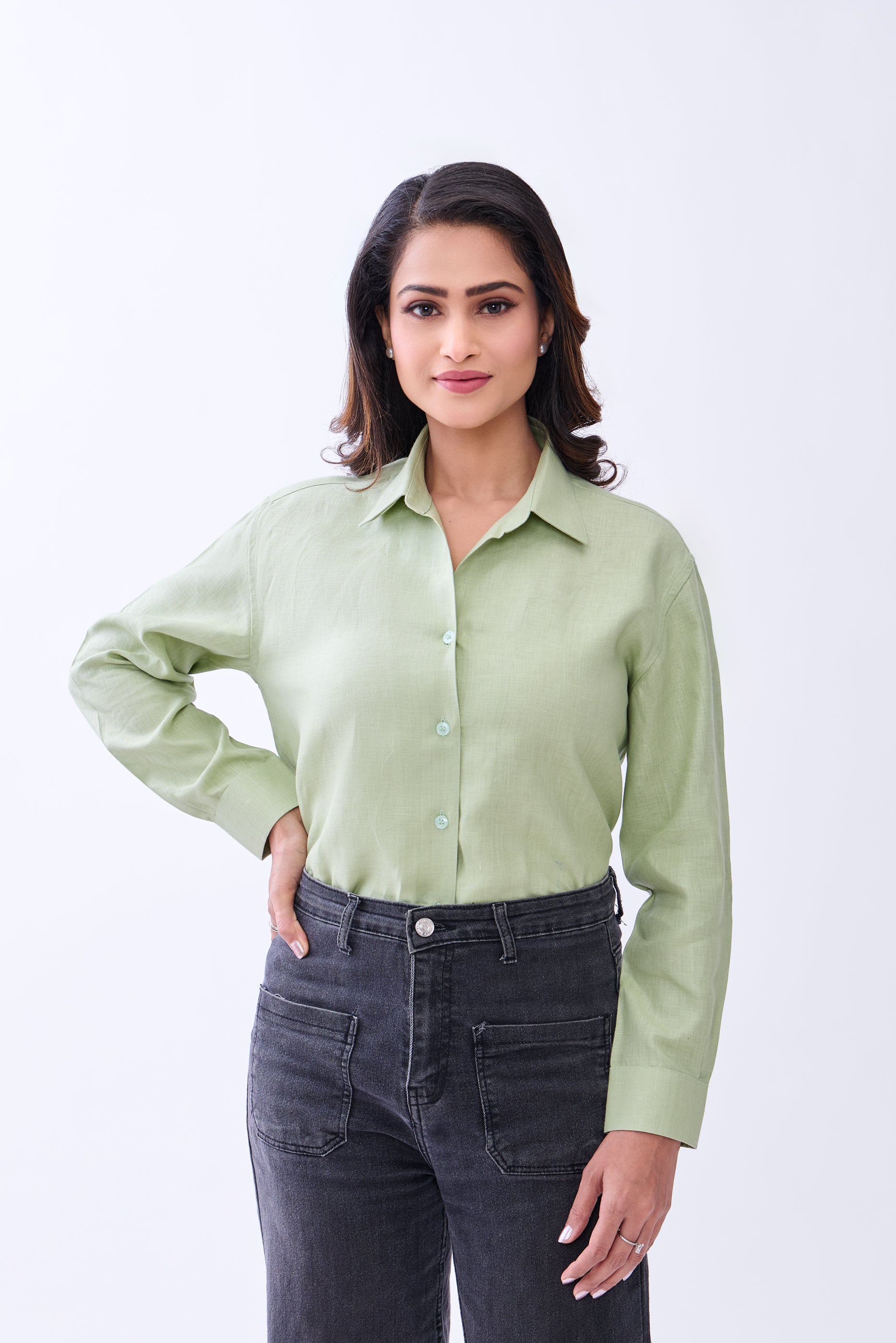 Hemp Women's Solid Button-Down Formal Shirt