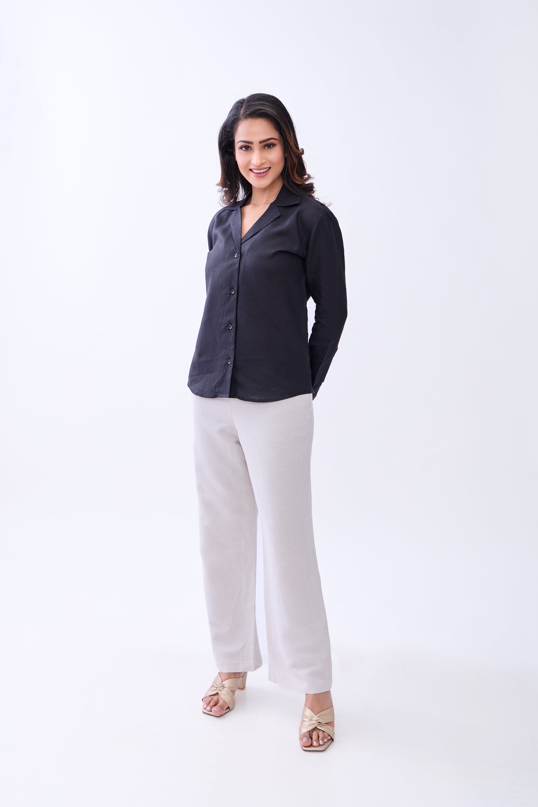 The Label Gaia Hemp Black Button-Down Shirt