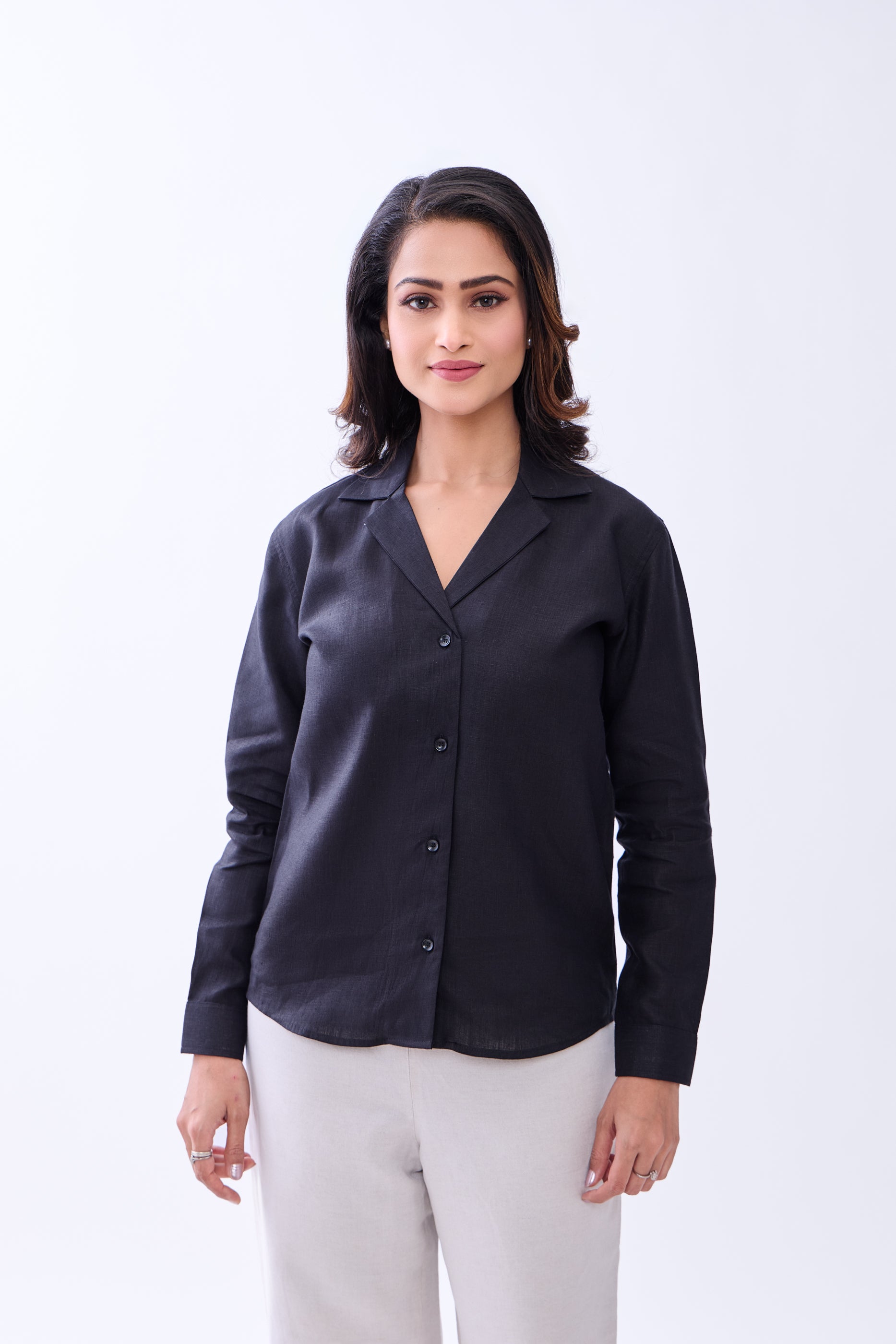 The Label Gaia Hemp Black Button-Down Shirt