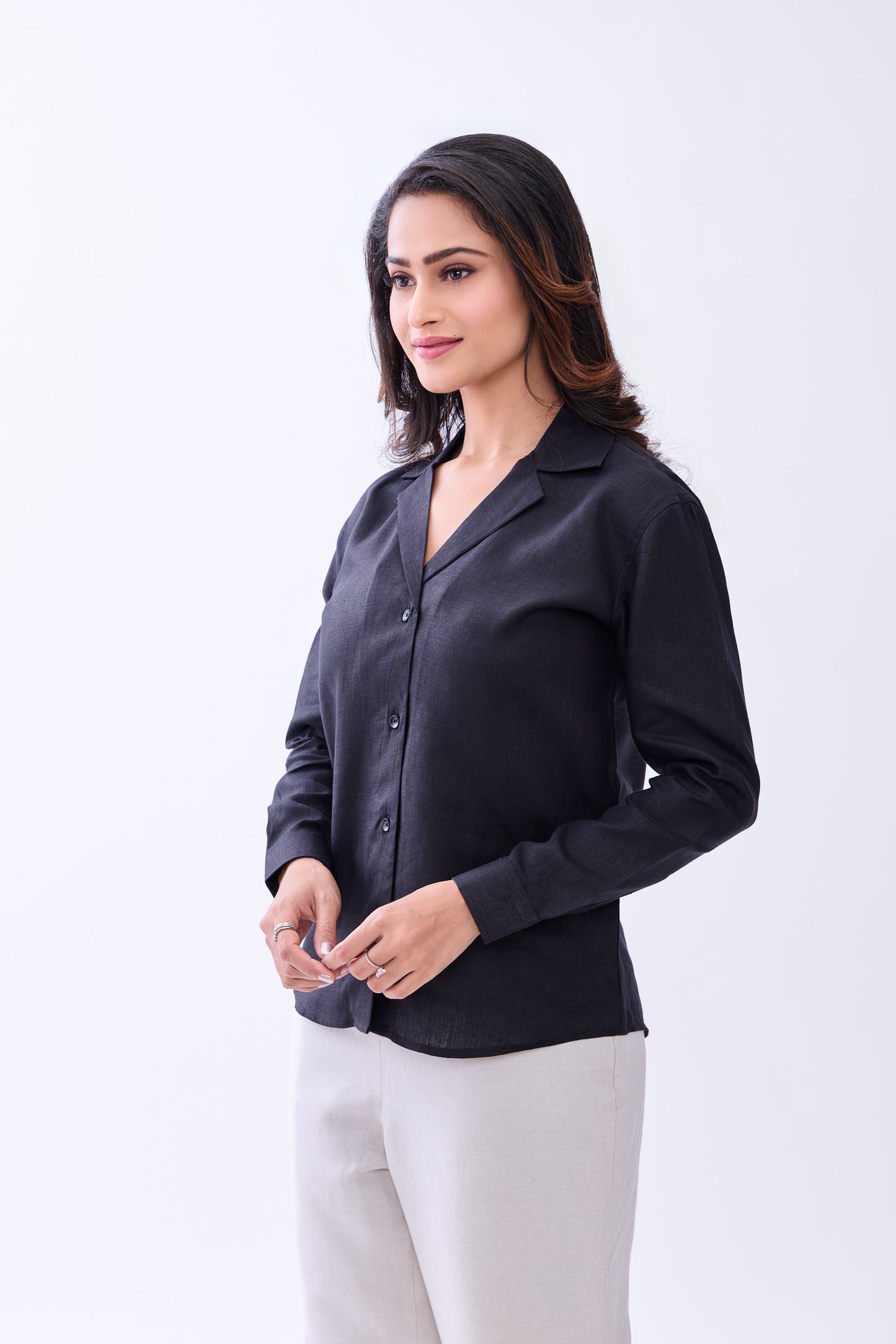 The Label Gaia Hemp Black Button-Down Shirt