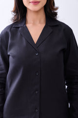 The Label Gaia Hemp Black Button-Down Shirt