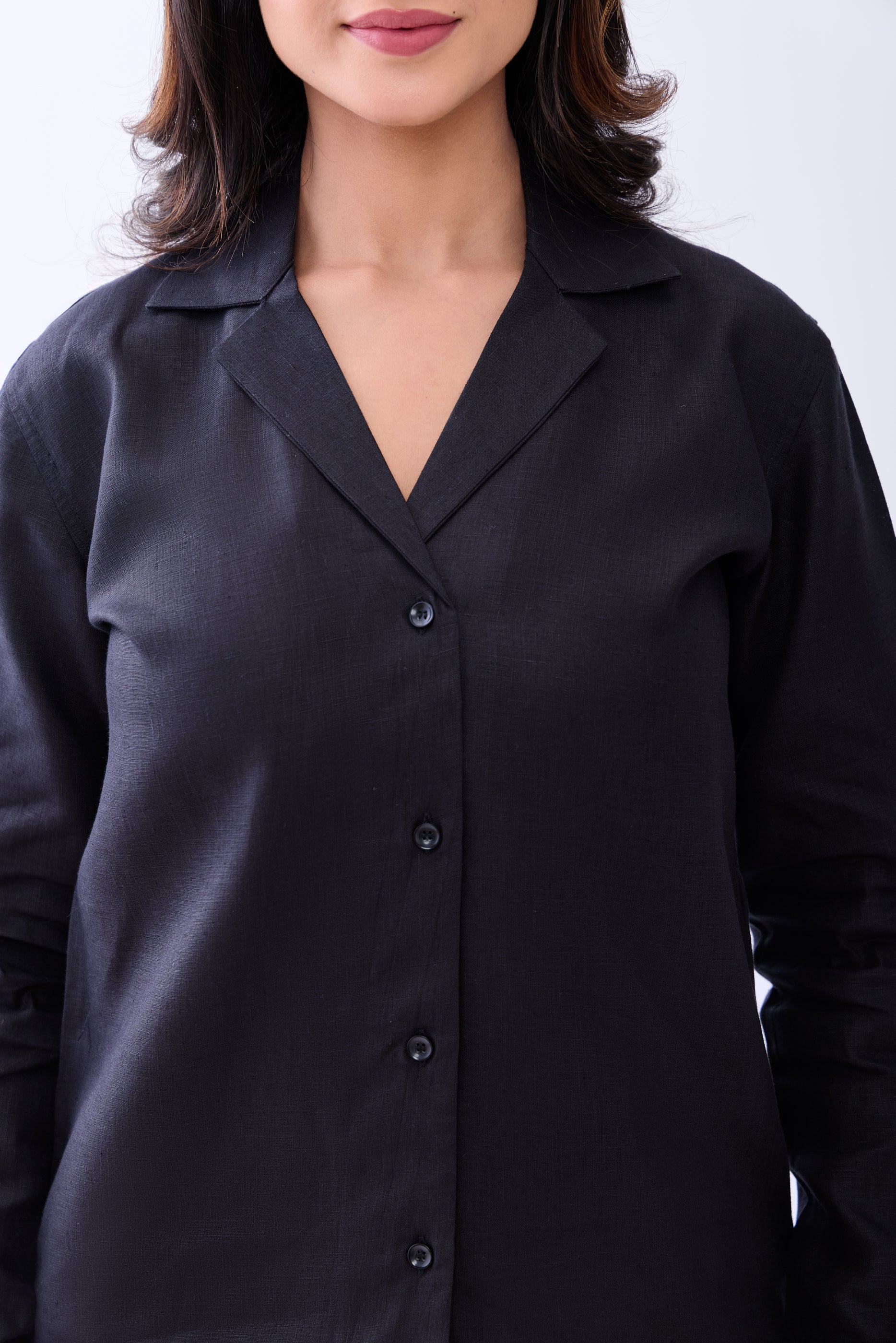 The Label Gaia Hemp Black Button-Down Shirt