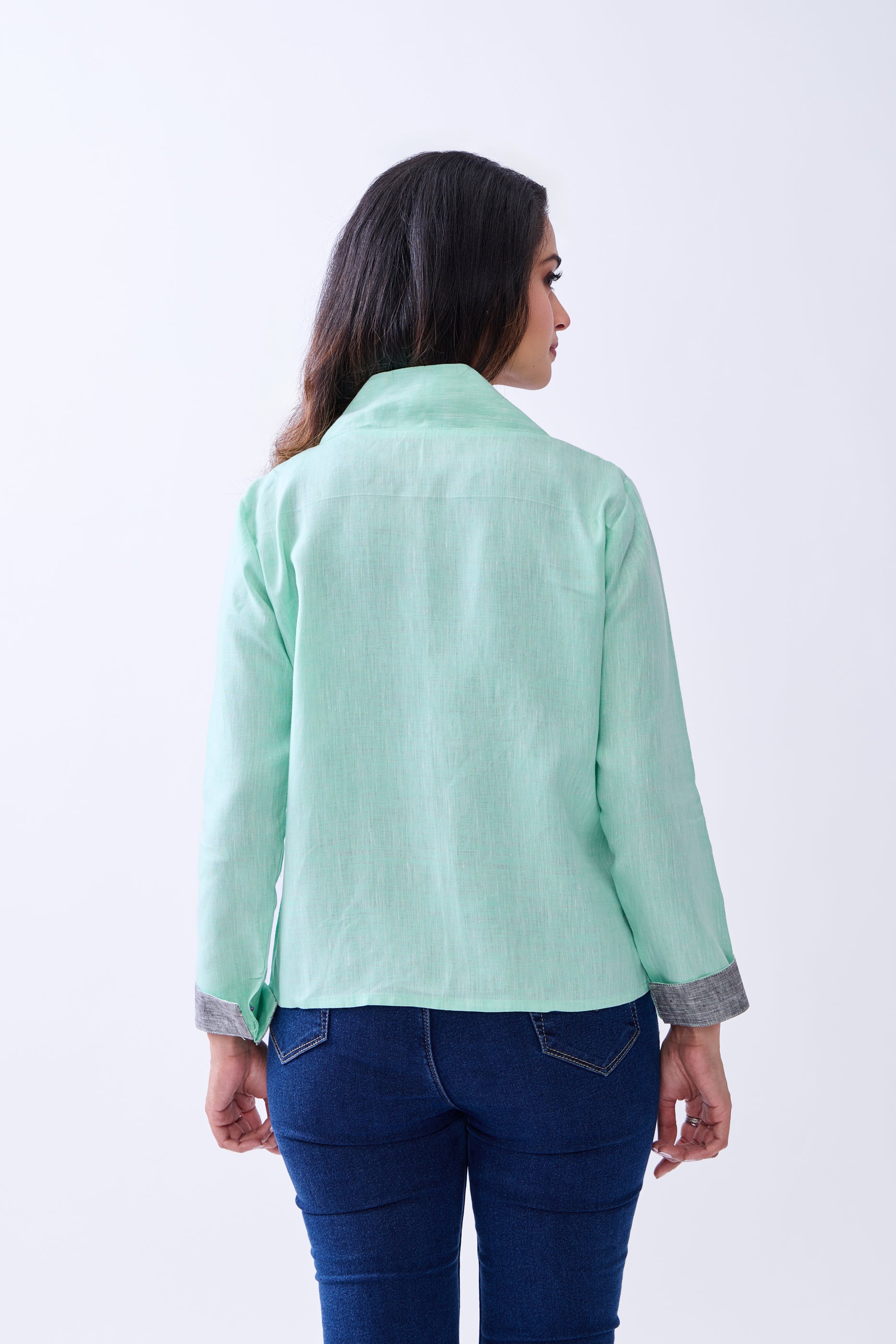 The Label Gaia Hemp Women's Front open Green Blazer