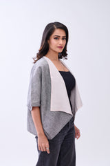 The Label Gaia Hemp Reversable Shrug – Grey & Blush Pink