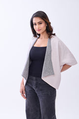 The Label Gaia Hemp Reversable Shrug – Grey & Blush Pink