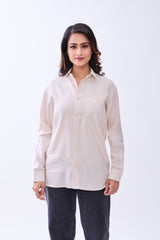 The Label Gaia Hemp Bamboo Beige Button-Down Formal Shirt