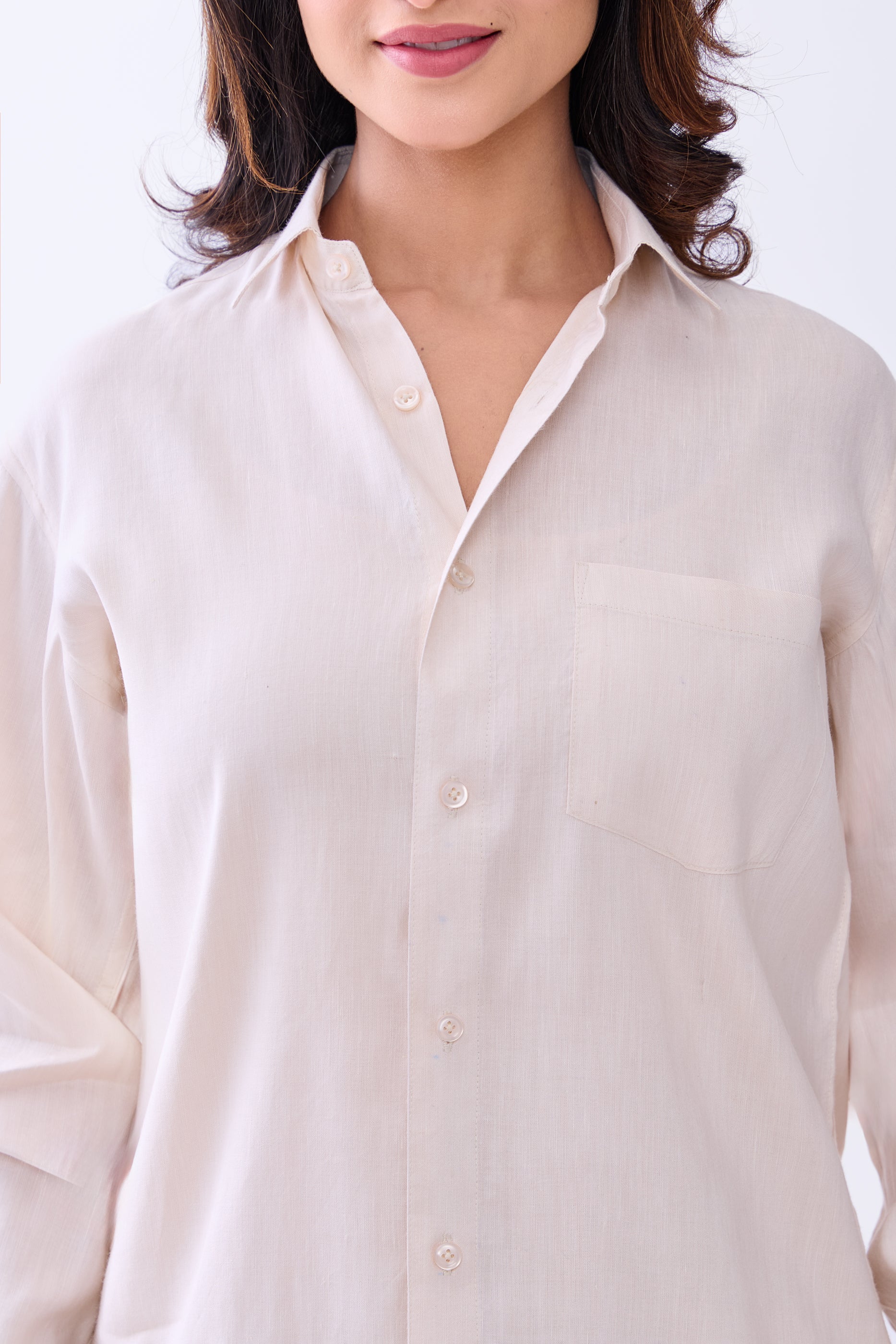 The Label Gaia Hemp Bamboo Beige Button-Down Formal Shirt