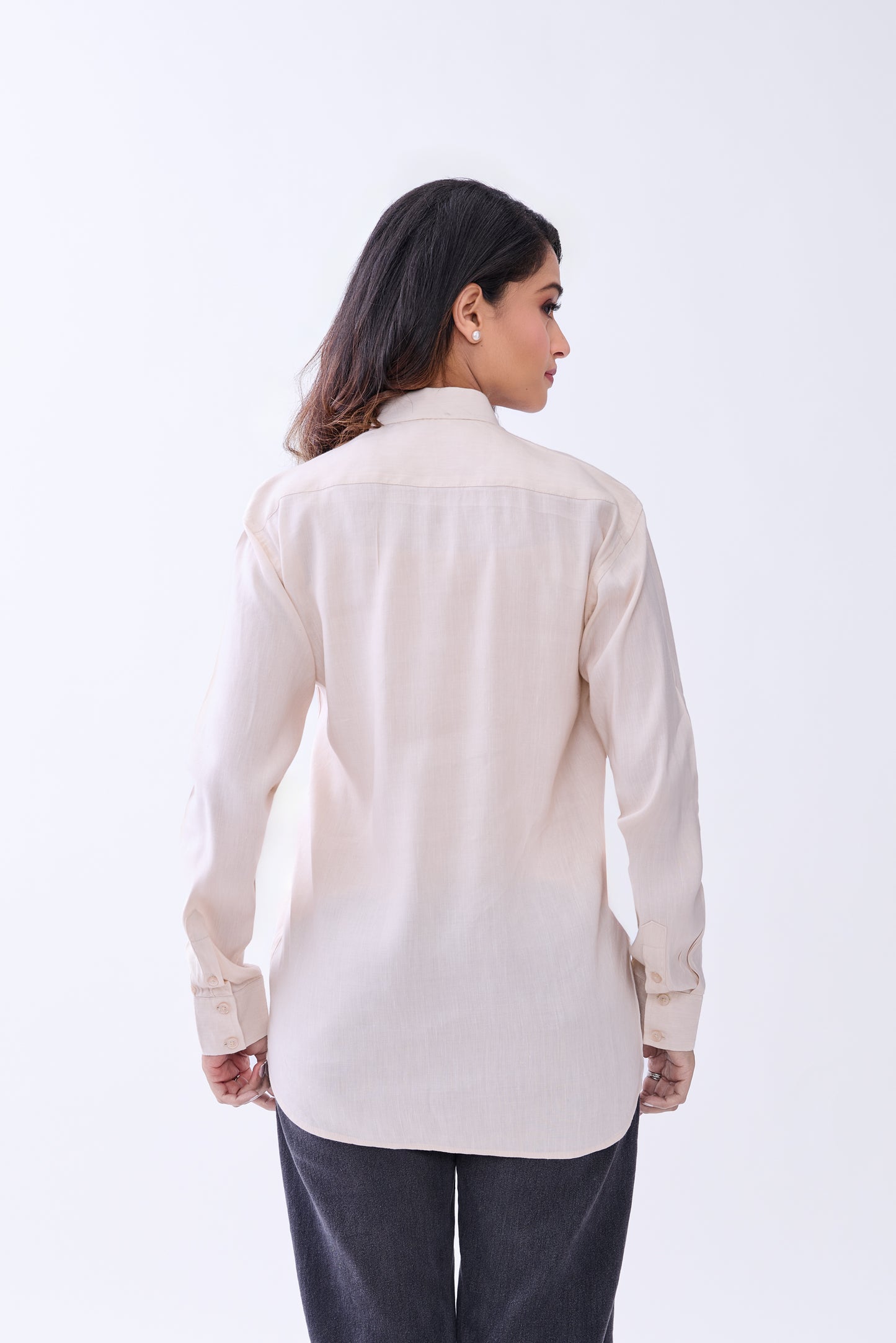 The Label Gaia Hemp Bamboo Beige Button-Down Formal Shirt