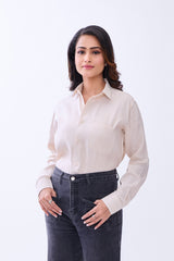 The Label Gaia Hemp Bamboo Beige Button-Down Formal Shirt