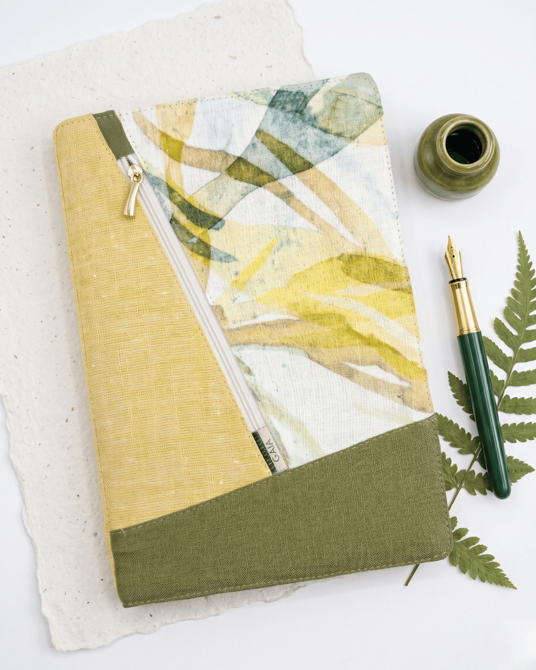 Hemp Botanical Diary Cover with Zipper Pocket image 1