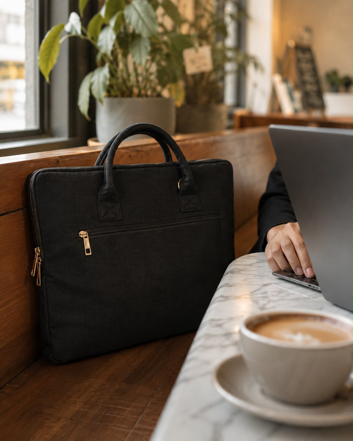 Hemp Solid Slim Laptop Bag