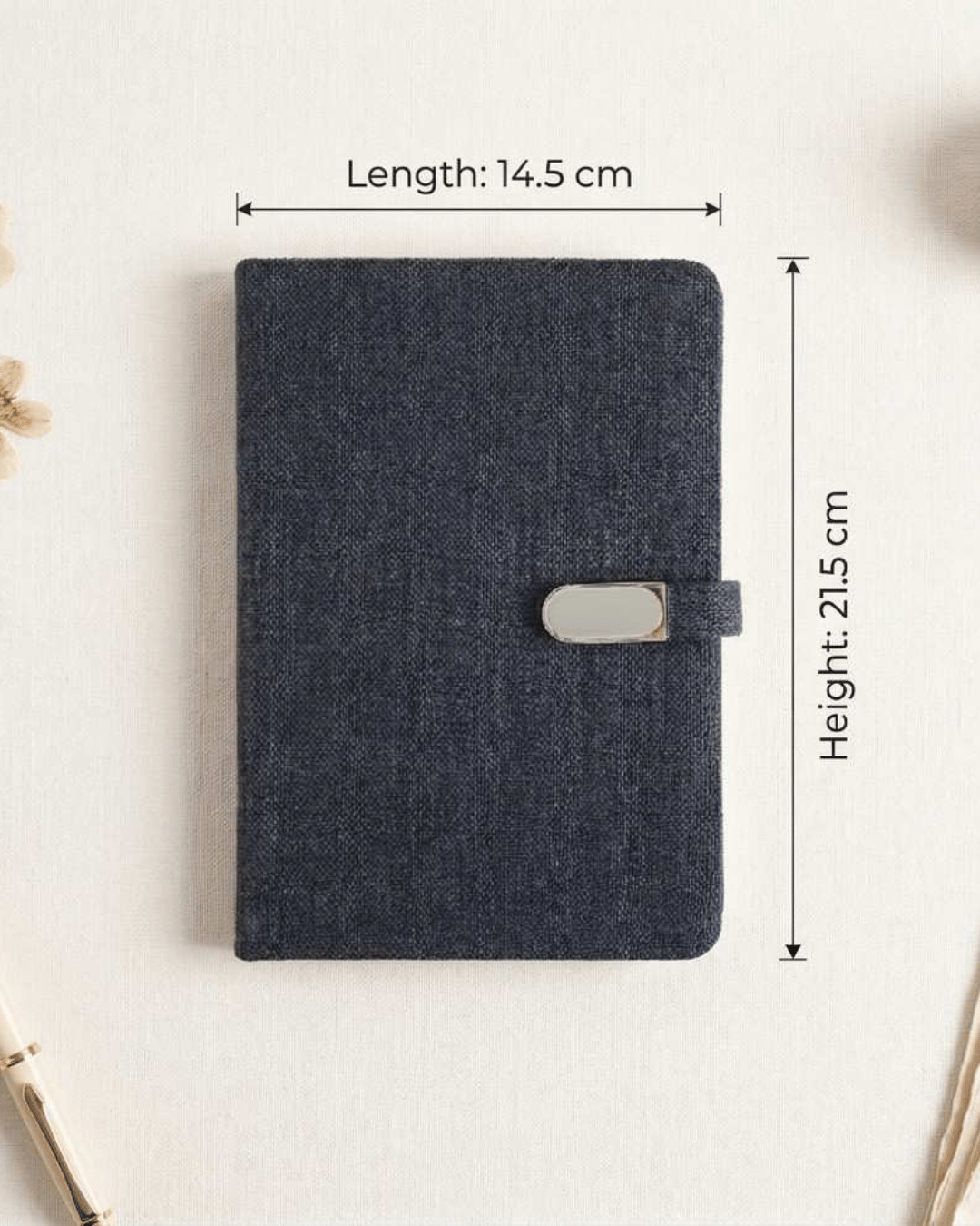 Hemp Soft Cover A5 Diary with Button Flap Closure