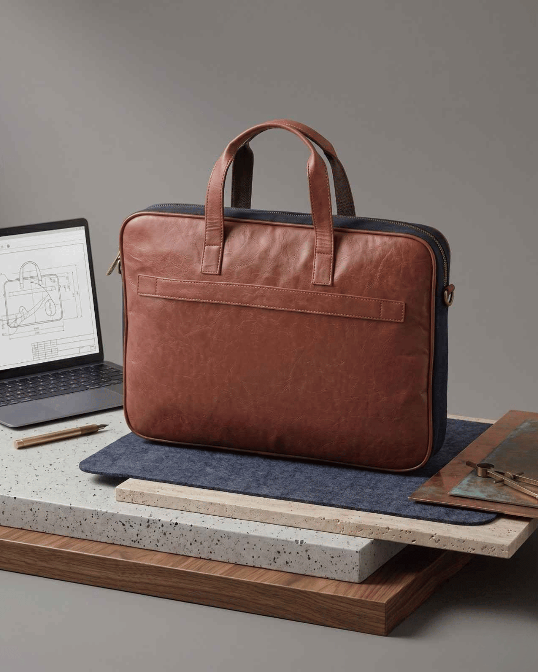 Hemp and PU Laptop Bag