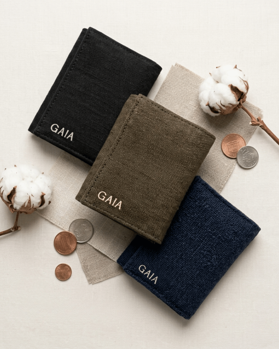 Hemp Plain 3 Fold Unisex Wallet