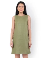 Hemp Olive Sleeveless Dress_1