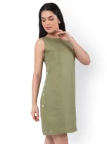 Hemp Olive Sleeveless Dress_4