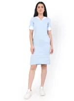 Hemp V Neck Dress Blue_1