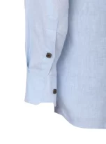 Men Solid Hemp Blue Kurta Shirt_5