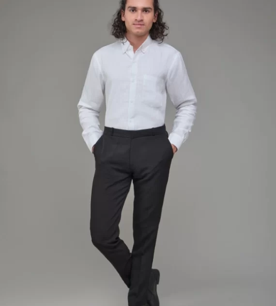 Men Solid Hemp White Formal Shirt