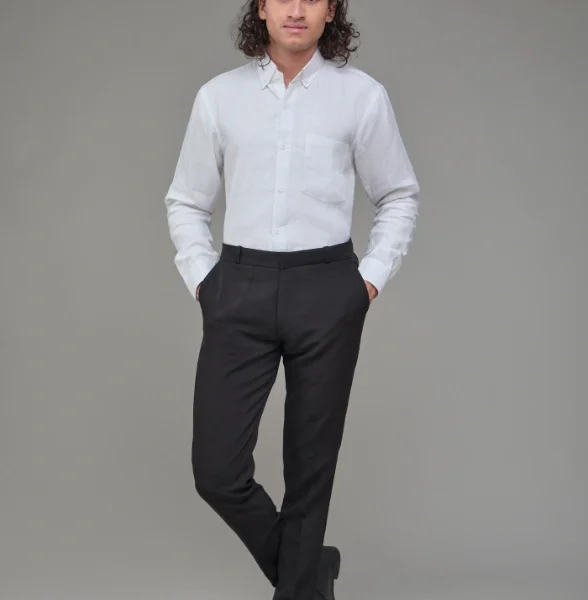 Men Solid Hemp White Formal Shirt