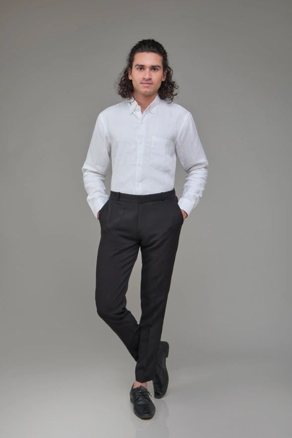 Men Solid Hemp White Formal Shirt