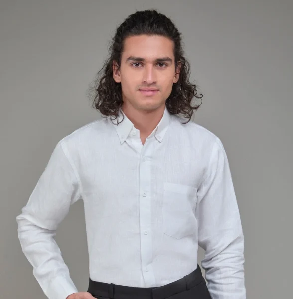 Men Solid Hemp White Formal Shirt