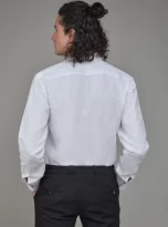 Men Solid Hemp White Formal Shirt_5