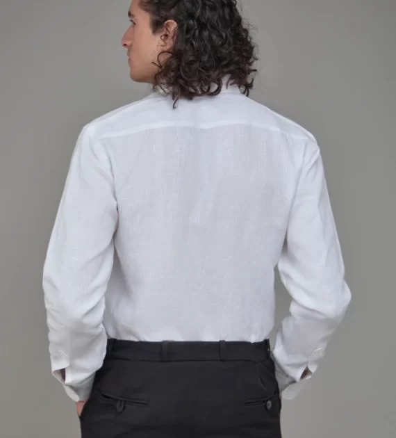 Men Solid Hemp White Formal Shirt