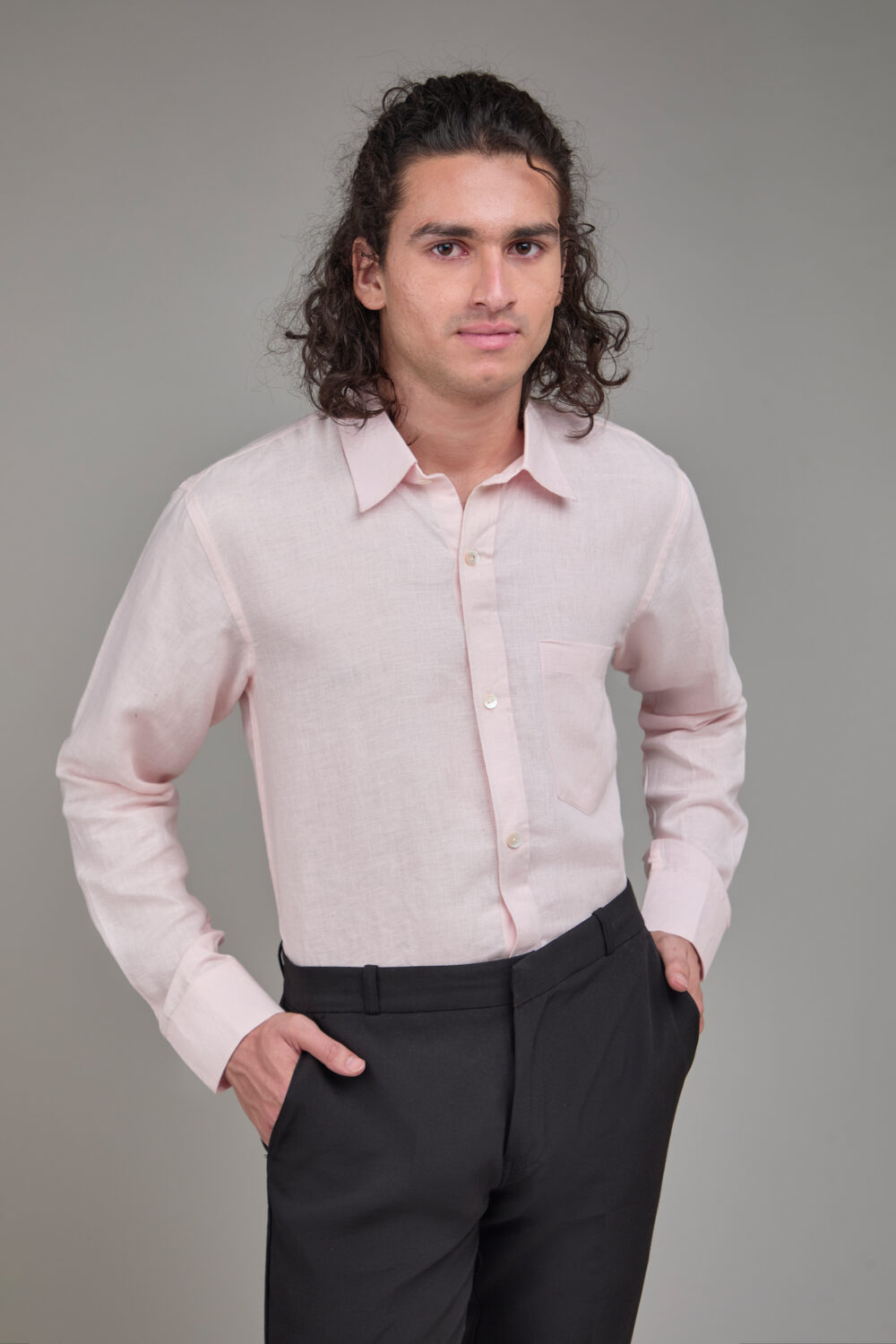 Men Solid Hemp Formal Shirt