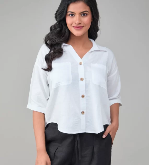 Hemp Bamboo White Off Shoulder Shirt