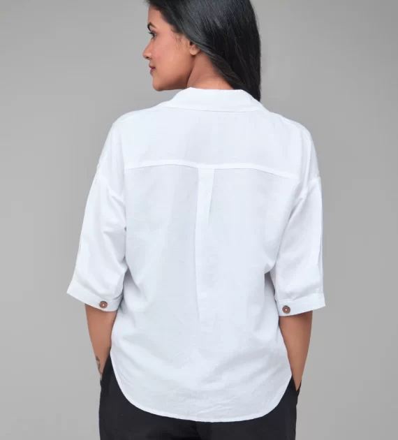 Hemp Bamboo White Off Shoulder Shirt