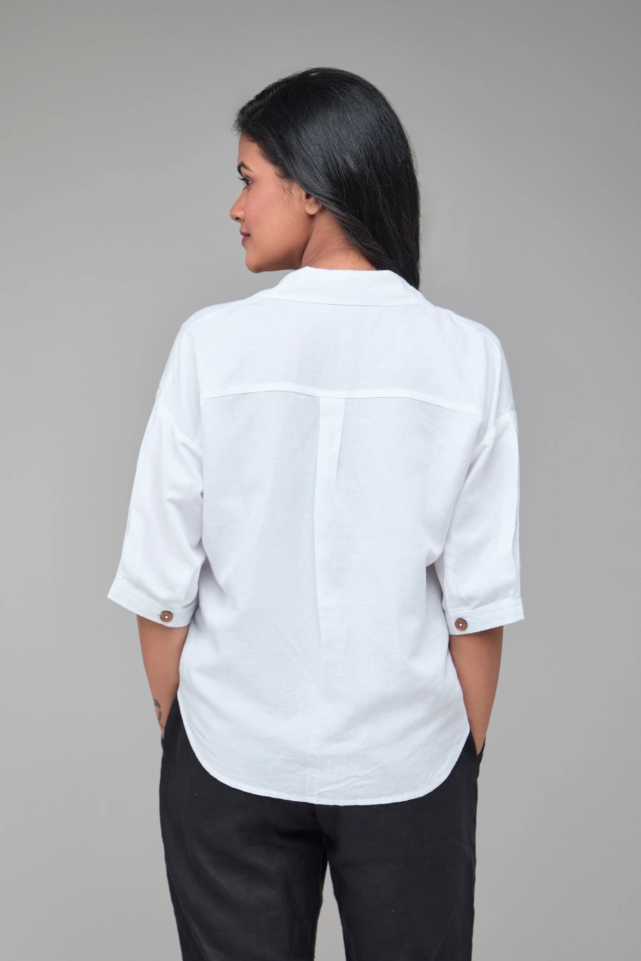 Hemp Bamboo White Off Shoulder Shirt