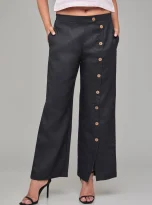 Hemp Black Button Up Pants_1