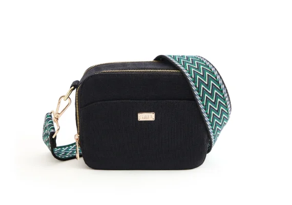 Hemp Double Pocket Sling Bag Black