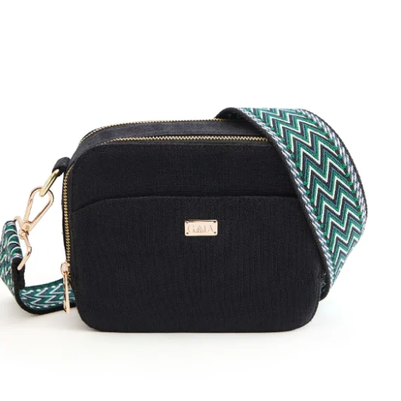 Hemp Double Pocket Sling Bag Black