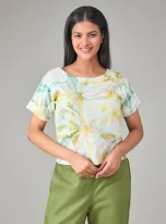 Hemp Floral Yellow Printed Top_1