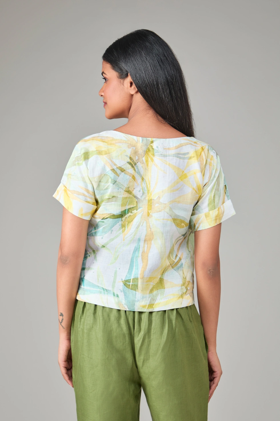 Hemp Floral Yellow Printed Top